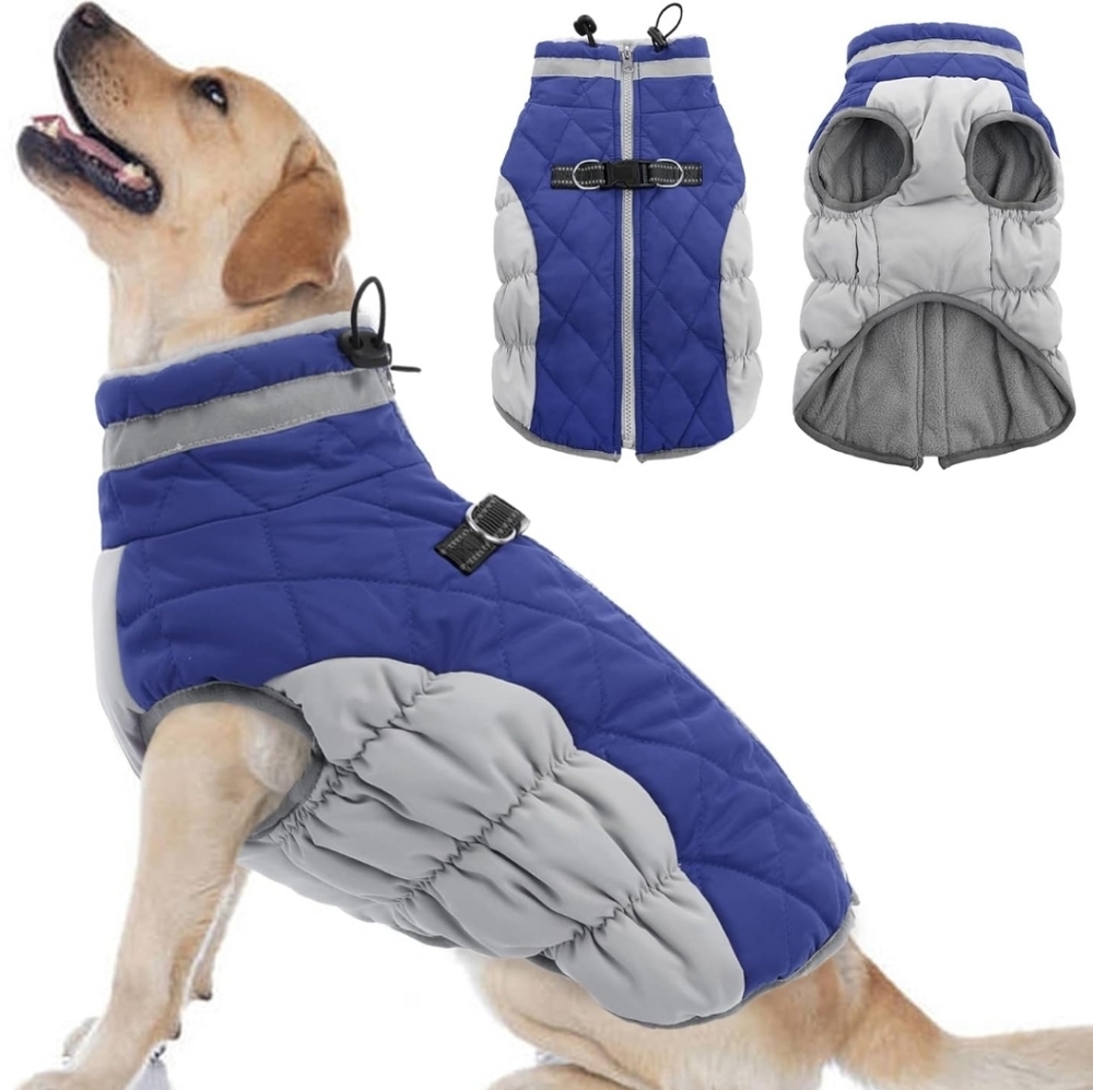 Dog Coat, Fleece Dog Vest with Harness Built in